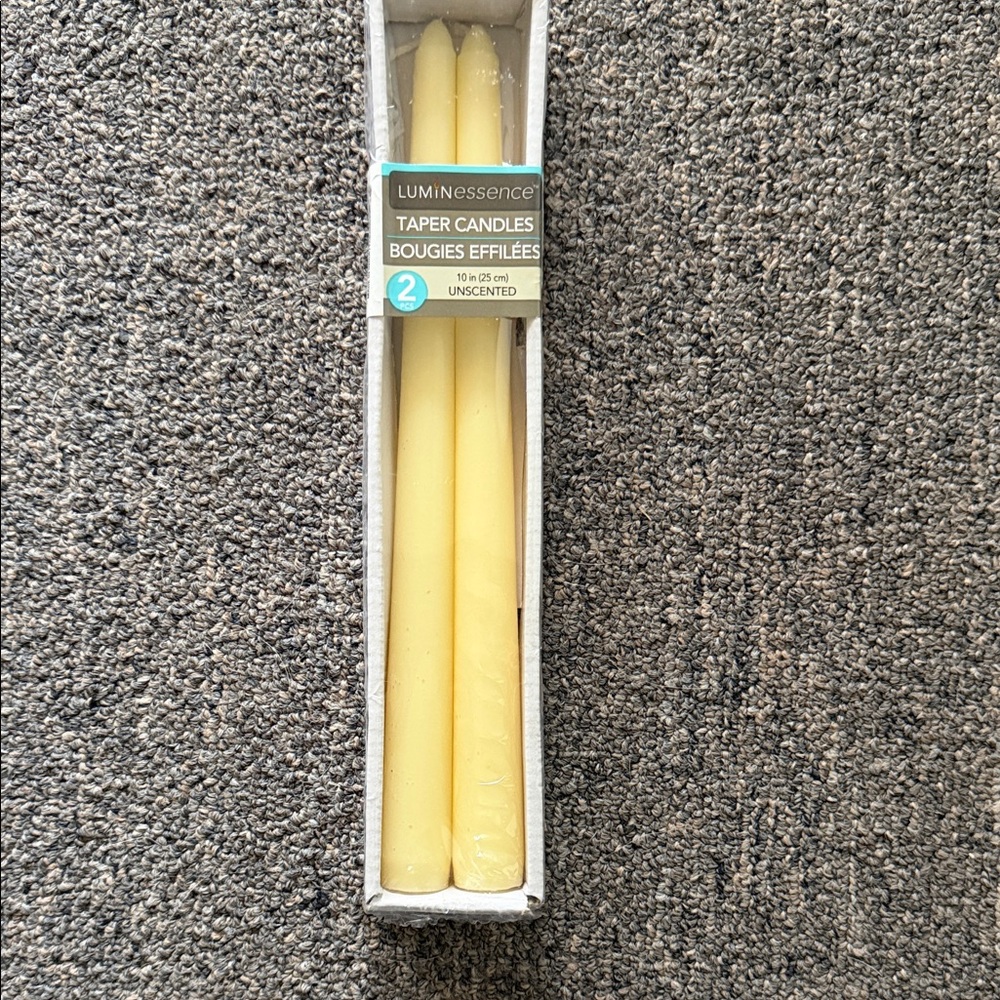 Luminess Light Yellow Taper Candles - Set of 2